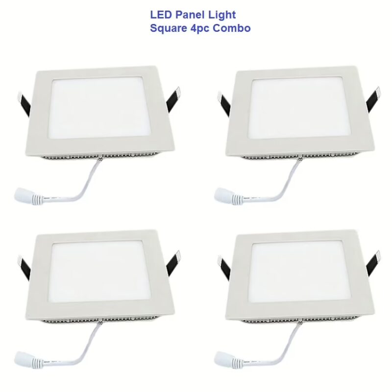 Set of 4 12W LED Panel Light Square White