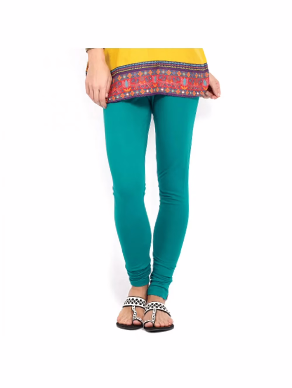 Stylish Sea Green Cotton Leggings