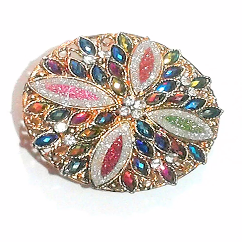 Round Multicolr Crystal Hair Barrettes Clip - Image 3