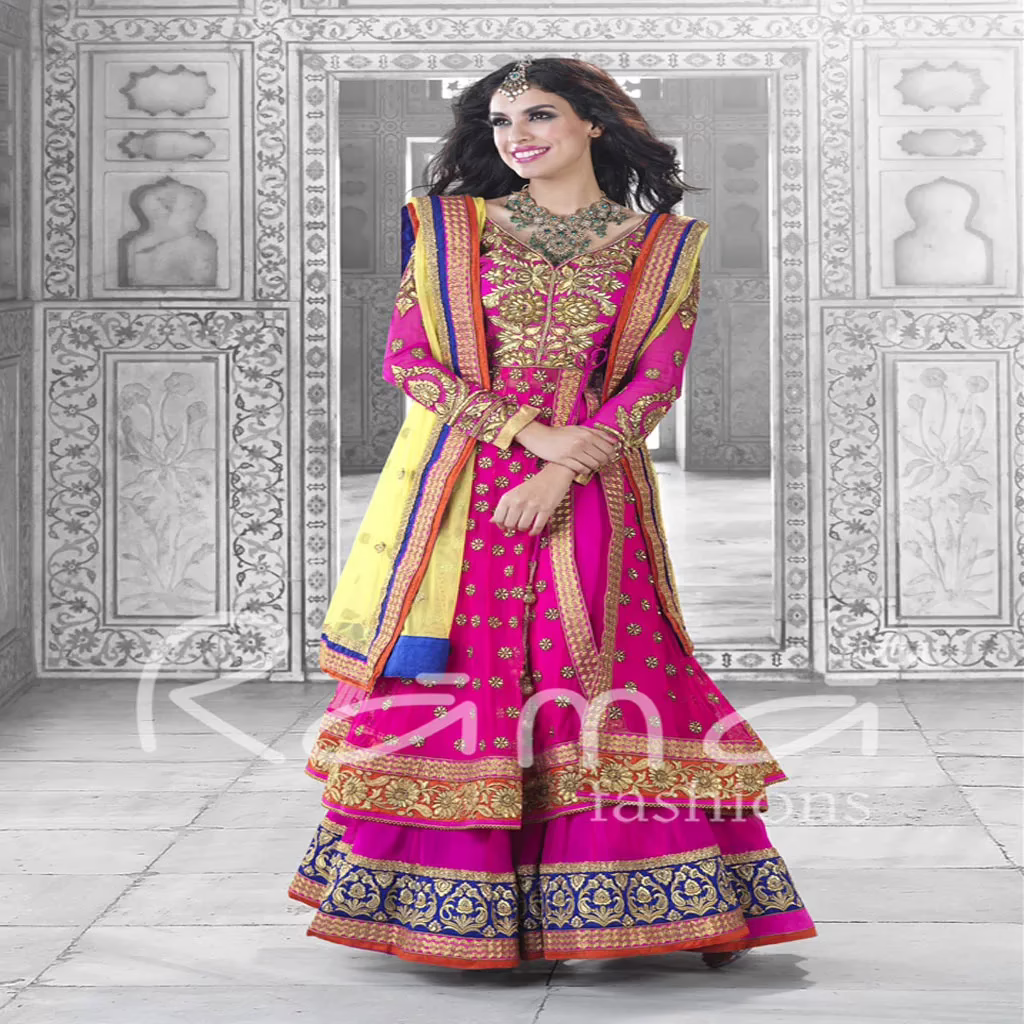 F3 Fashion Dark Pink With Brown Shaded Anarkali Suit