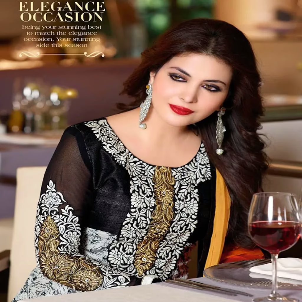 F3 Fashion Black & White Printed & Embroidered Anarkali Suit - Image 2
