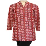 Trendy Red Vertical Floral Print Woolen Kurti