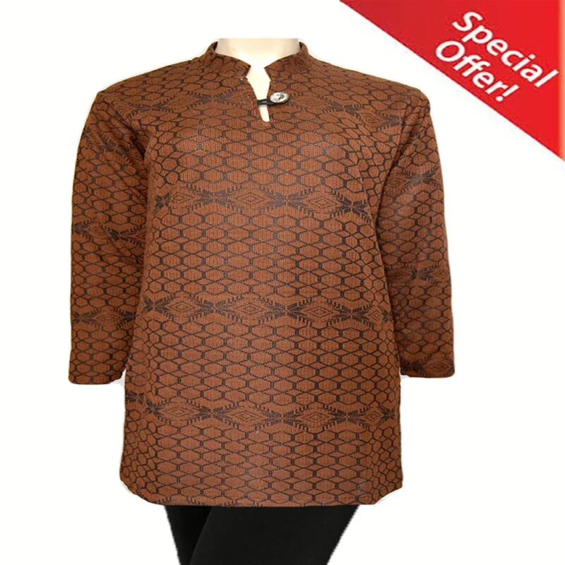 Full Sleeves Brown Criss Cross Woolen Kurti With Warm Legging Special Offer