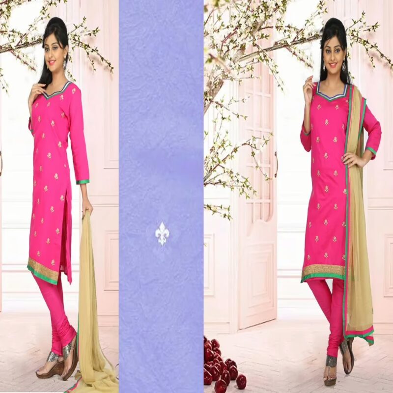 Pazaar Deep Pink Embroidered Festival Churidar Kameez Suit Set