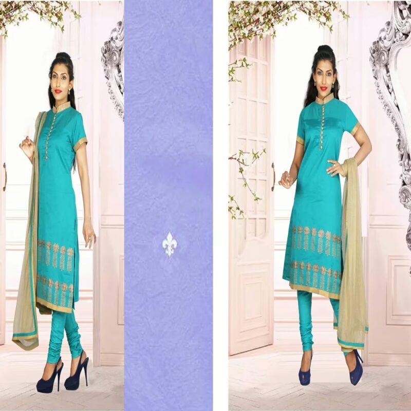 Pazaar Persian Green Embroidered Festival Churidar Kameez Suit Set