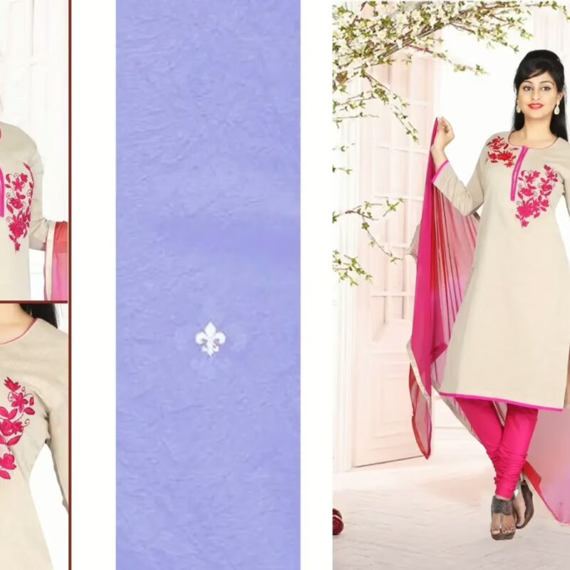 Pazaar Peach Yellow Embroidered Festival Churidar Kameez Suit Set