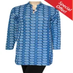 Blue Full Sleeves Flower Design Woolen Kurti With Warm Legging Special Offer