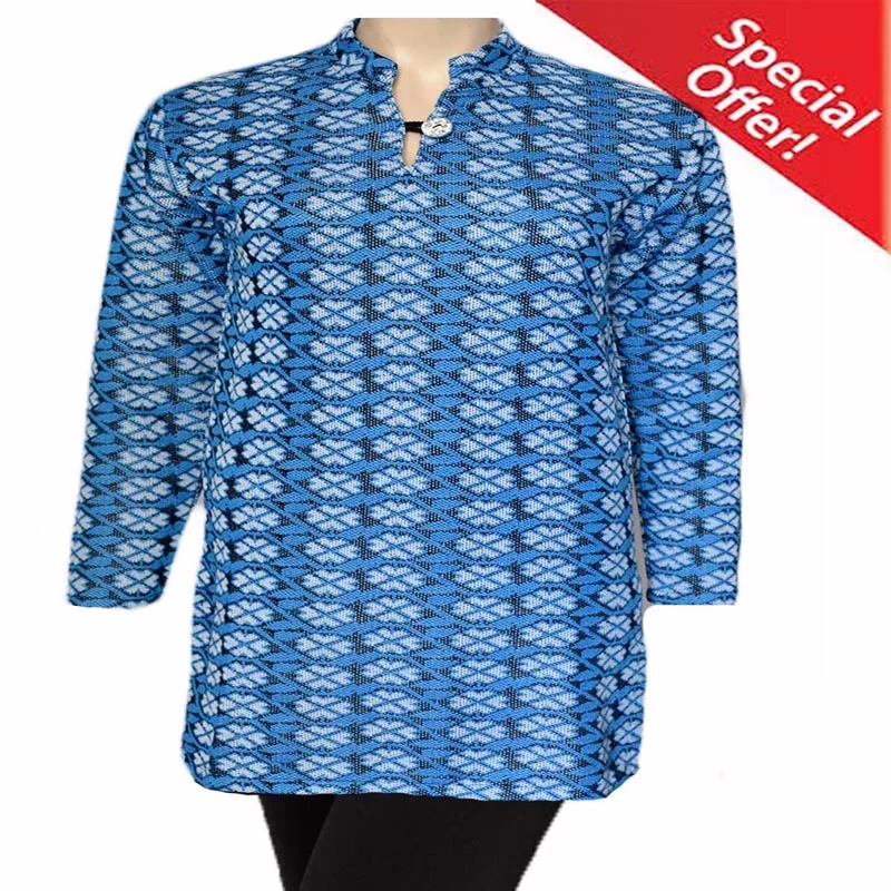Blue Full Sleeves Flower Design Woolen Kurti With Warm Legging Special Offer