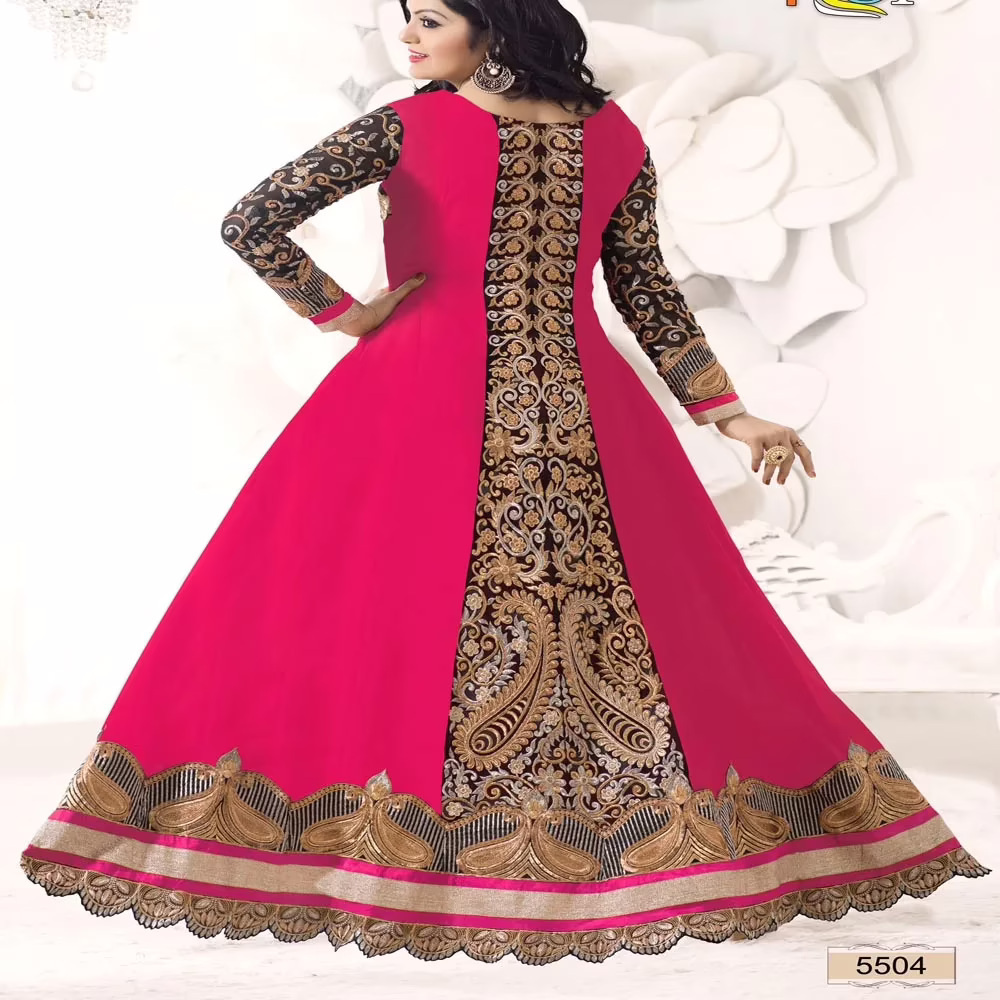 F3 Fashion Dark Pink With Brown Shaded Anarkali Suit - Image 2