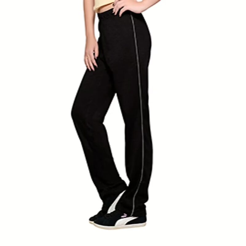 Town Girl Solid Black Track Pants