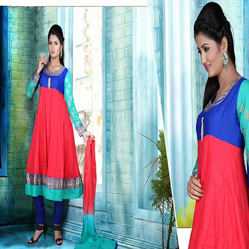 Pazaar Anarkali Deep Carmine Pink Embroidered Festival Kameez