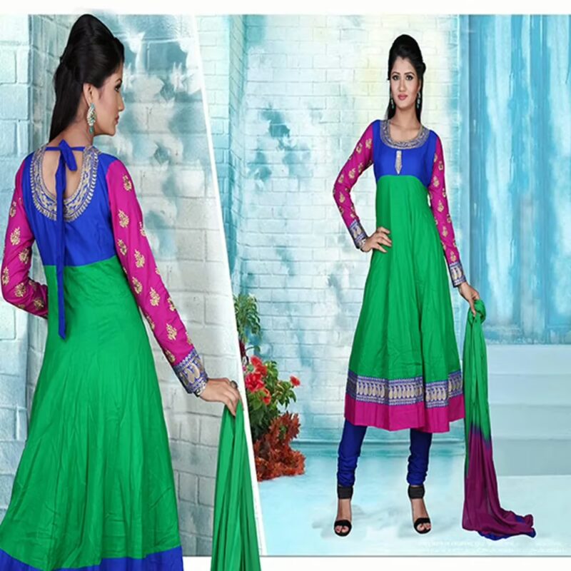 Pazaar Anarkali Jade Green Embroidered Festival Kameez