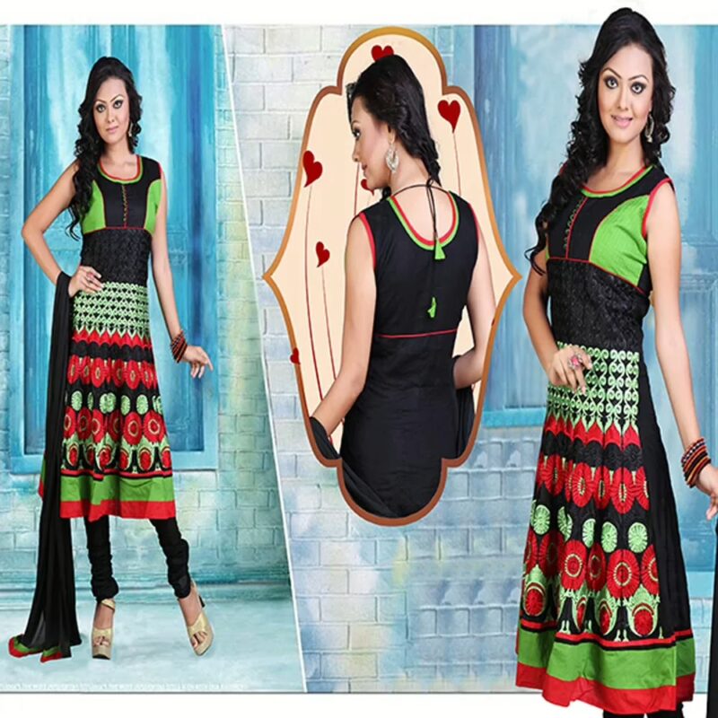 Pazaar Anarkali Black Embroidered Festival Kameez