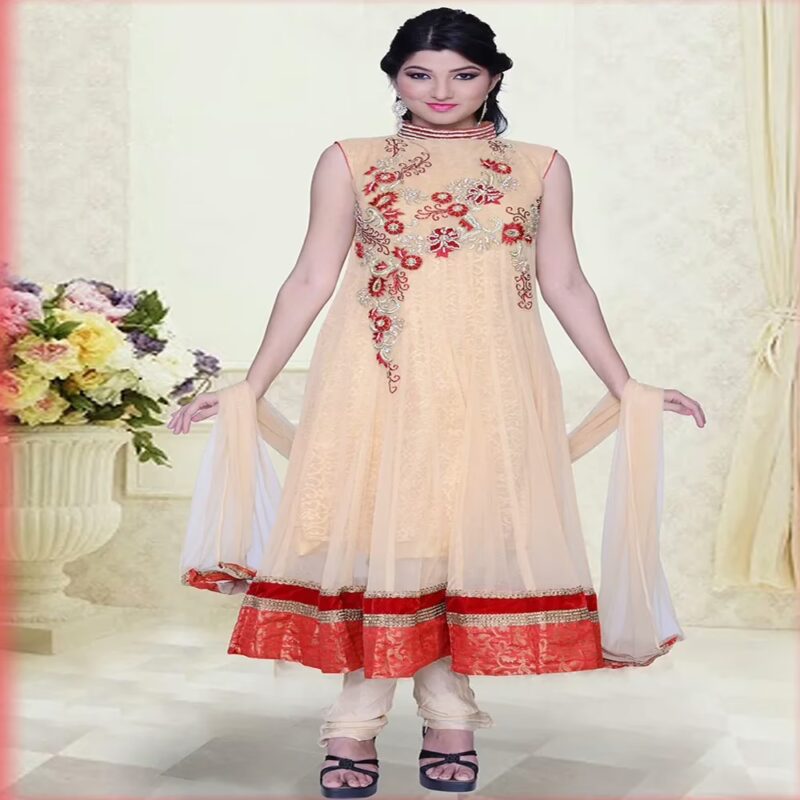 Pazaar Pankhuri Papaya-whip Yellow Embroidered Party Anarkali Kameez