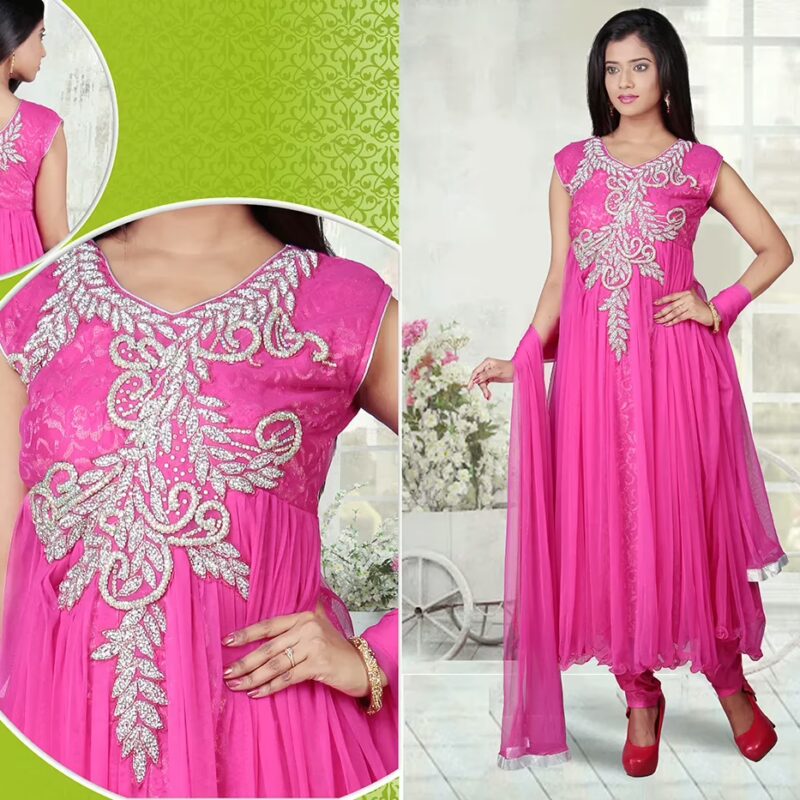 Pazaar Angel Deep Pink Embroidered Festival Anarkali Churidar kameez