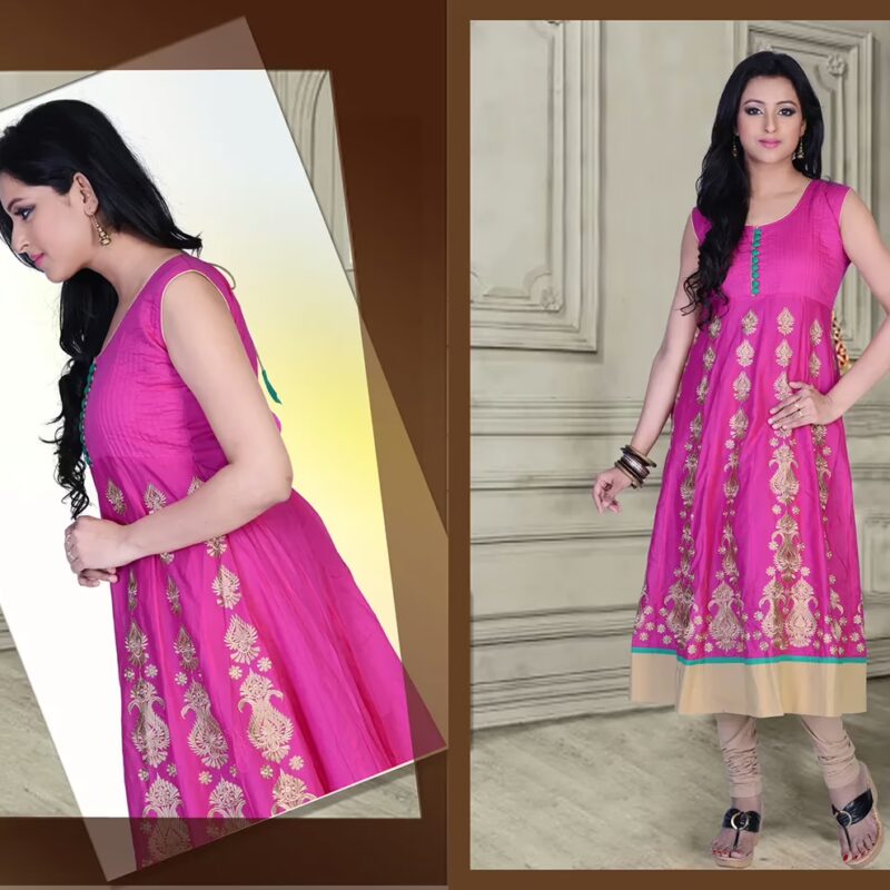 Pazaar Glorious Deep Pink Embroidered Festival Kurti