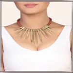 Pazaar Golden & Persian Red Metal Festival Necklace