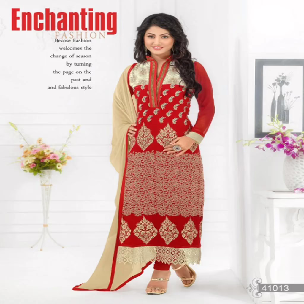F3 Fashion Dark Red & Brown Straight Cut Pakistani Style Suit - Image 2