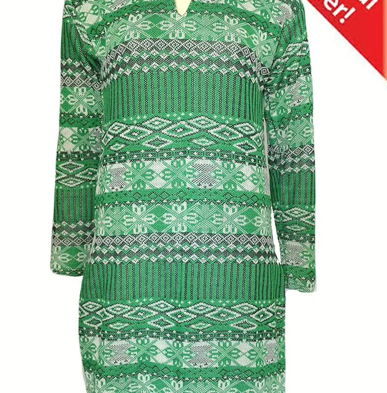 Full Sleeves Green Printed Woolen Kurti With Warm Legging Special Offer
