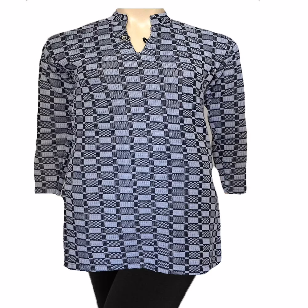 Grey Full Sleeves Black Square Design Woolen Kurti