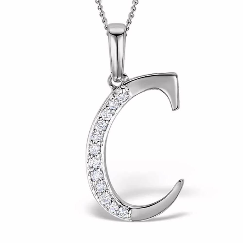 Akruti Creations Sterling Silver Alphabet 'C' Pendant