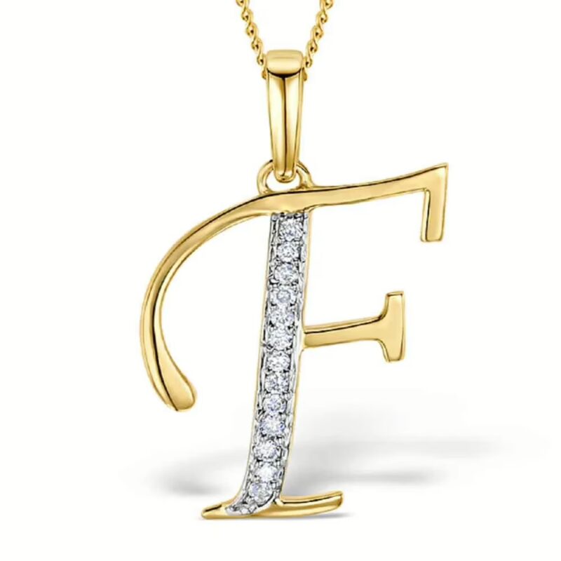Akruti Creations Sterling Silver Gold Plated Alphabet 'F' Pendant