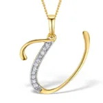 Akruti Creations Sterling Silver Gold Plated Alphabet 'U' Pendant