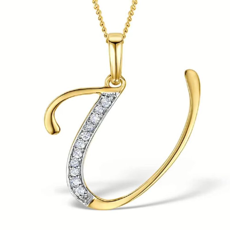 Akruti Creations Sterling Silver Gold Plated Alphabet 'U' Pendant