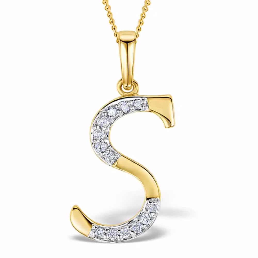 Akruti Creations Sterling Silver Gold Plated Alphabet 'S' Pendant