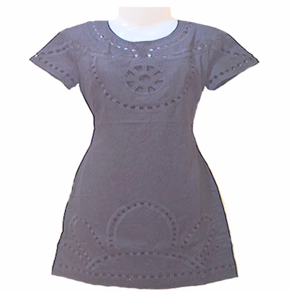 Ben Sherman Black Embroidery Cotton Tunic Top-Size S - Image 2