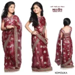 Bhartiya Paridhan - Komolika Maroon Net and Shimmer Half Ready made Saree (2-11 Years)