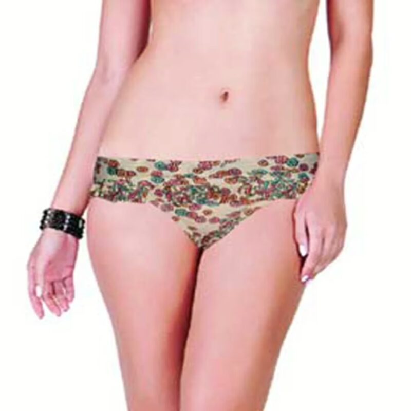 Billabong Women Cream Floral Print Frill Brief