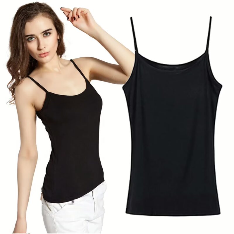 Soft Black Camisole in U- Neck