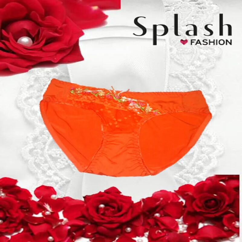 Bridal Front Embroidered Orange Brief