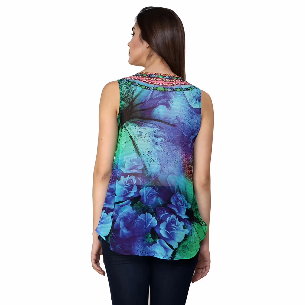 Chiktones Viscose Georgette Printed Hand Beaded Top - Image 2