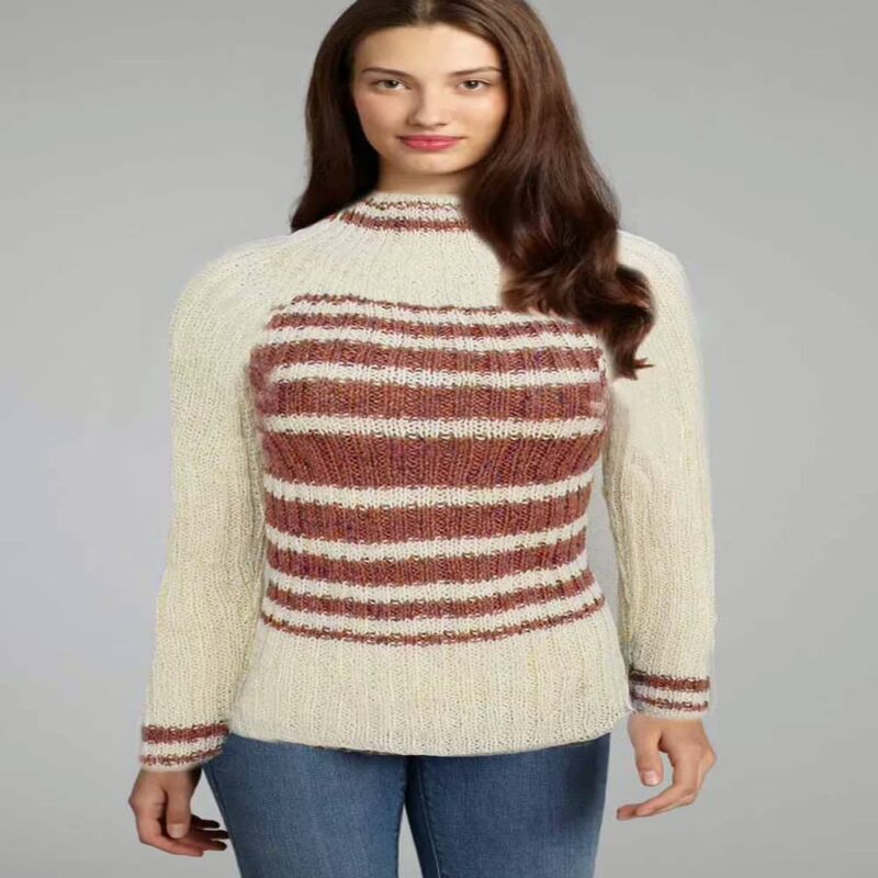 Classic Cream Women Knitted high Neck Sweater