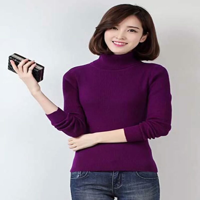 Classic Purple autumn winter high necked skiwi sweater