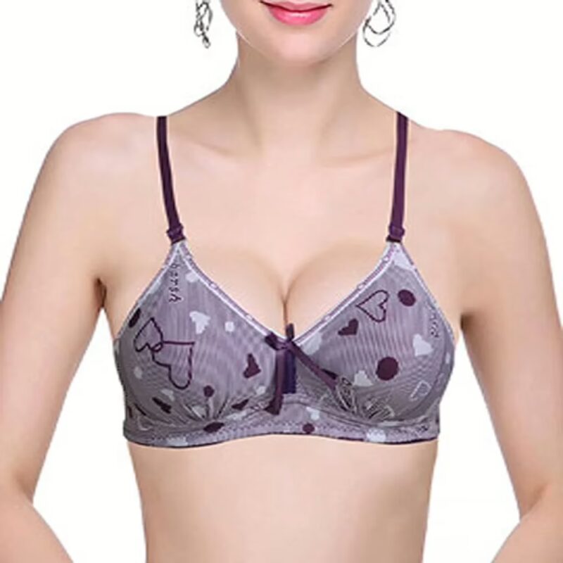Classic Purple Heart Printed Padded Bra