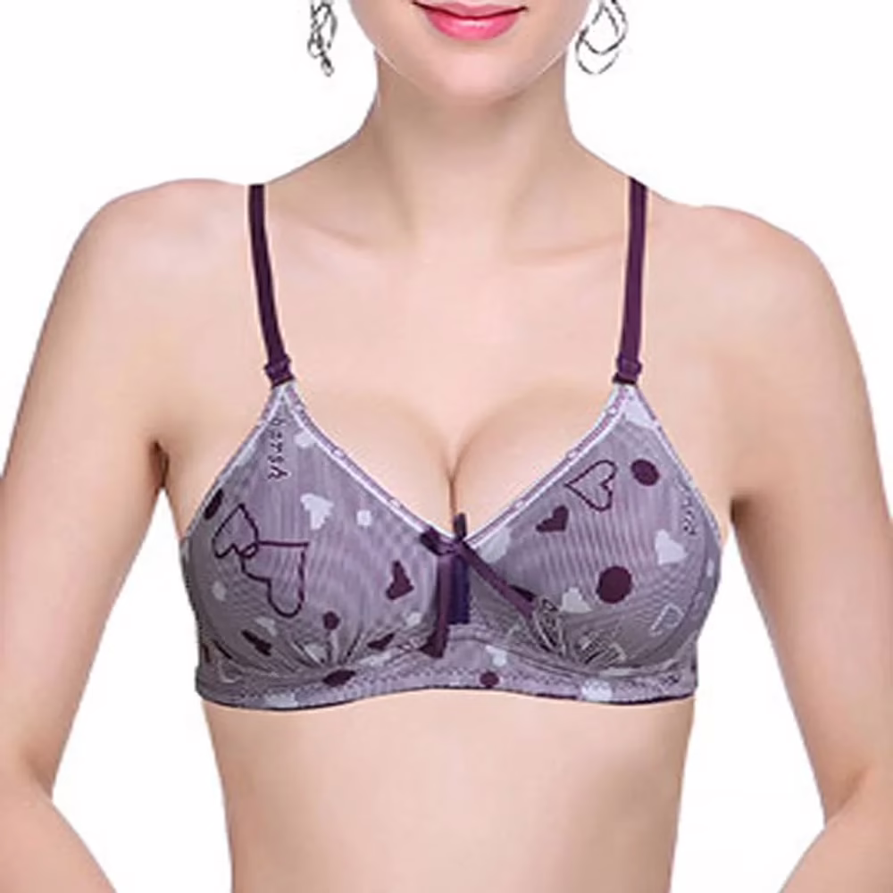 Classic Purple Heart Printed Padded Bra