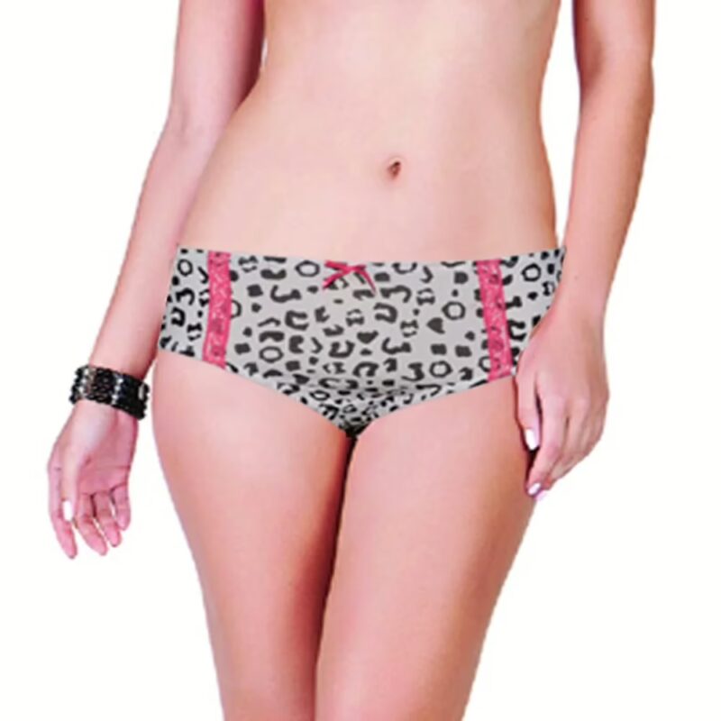 Classic White Animal Print Front Bow Brief Size M