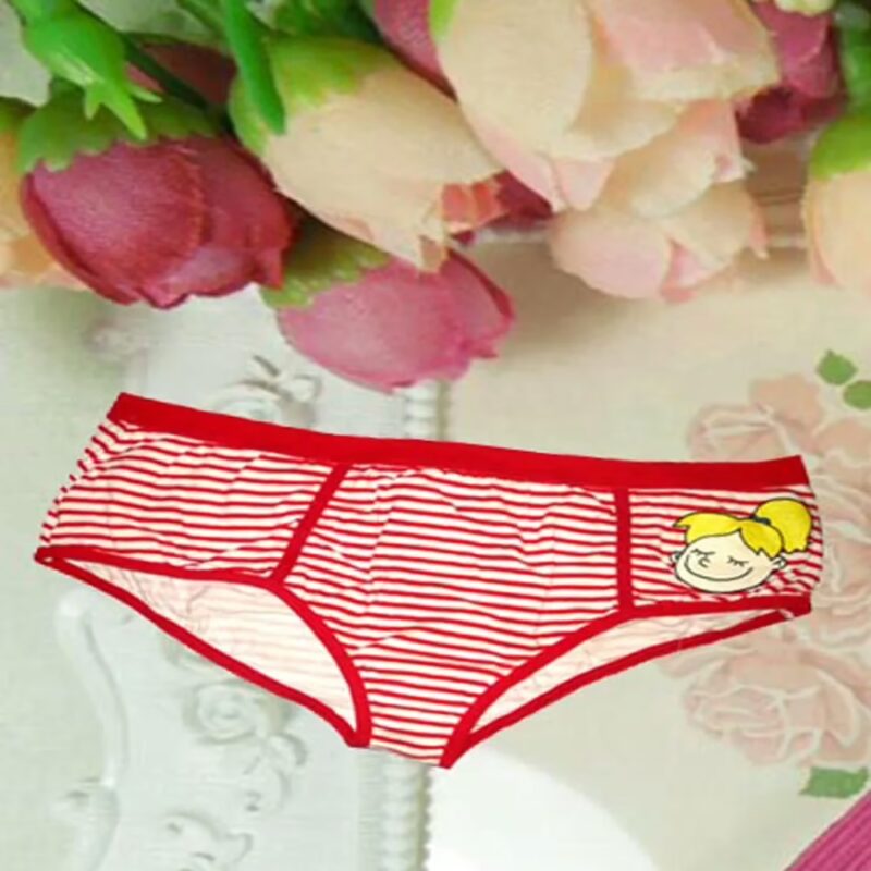 Classy Red White Stripes Cotton Plus Size Panties