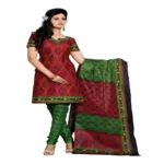 Cotton Bazaar Maroon & Green Pure Cotton Un-Stitched Salwar Suit