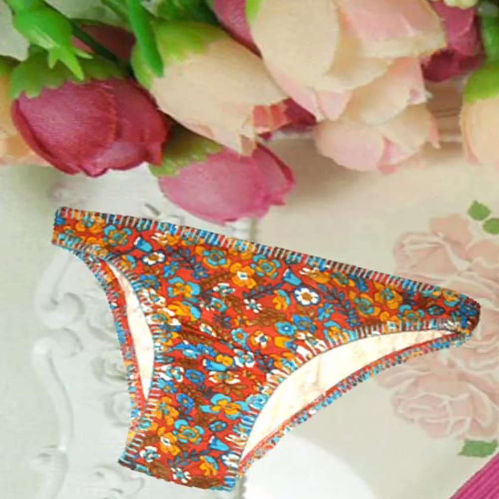 Cotton Flower Print Maroon Panties