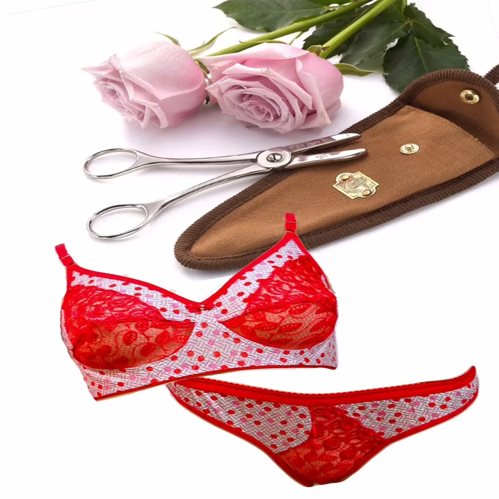 Crazy Coral Reddish Net Work Hosiery Lingerie Set - Image 2