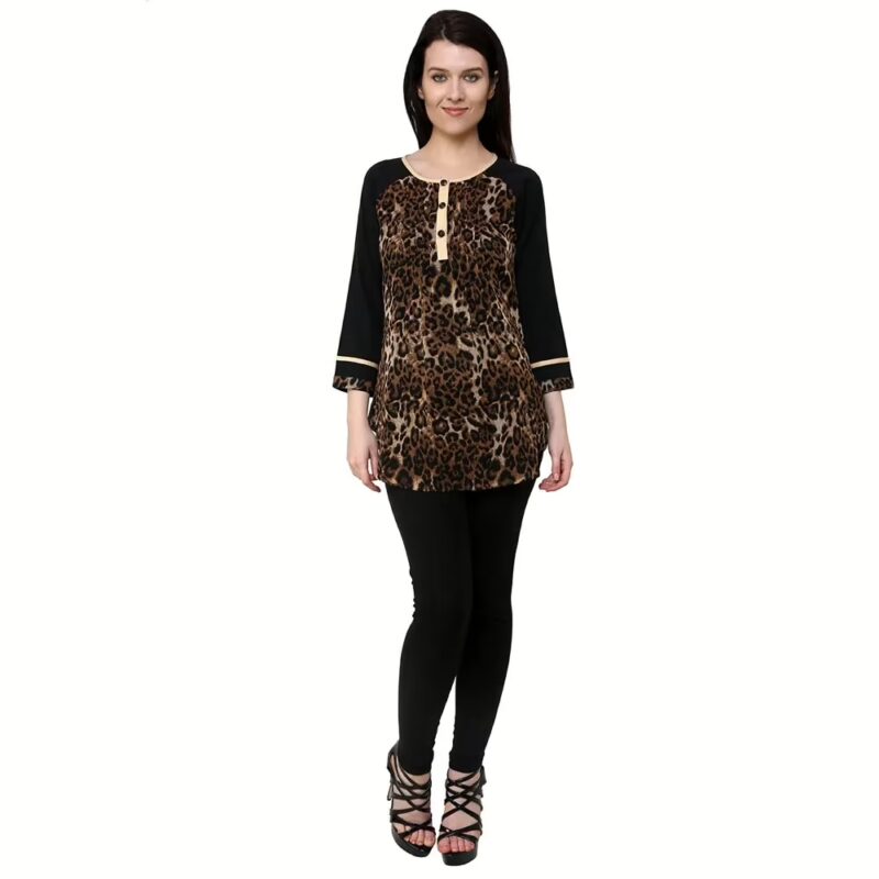 Chiktones Polyester Georgette Print/Plain Kurti