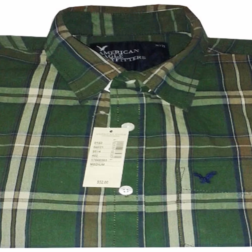 American Eagle Outfitters-Dark Green Check Shirt