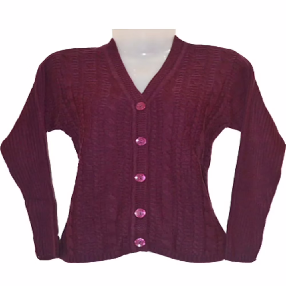 Elegant Purple Machine Knitted Cardigan
