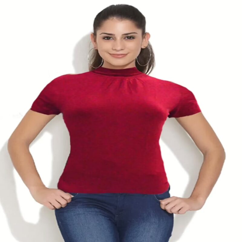 Esprit Maroon Full Neck Half Sleeves Top