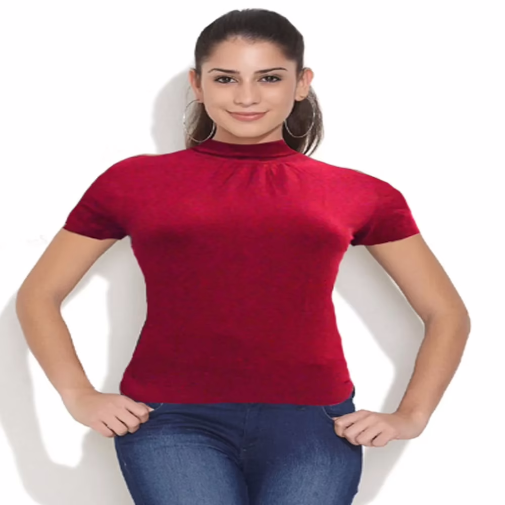 Esprit Maroon Full Neck Half Sleeves Top
