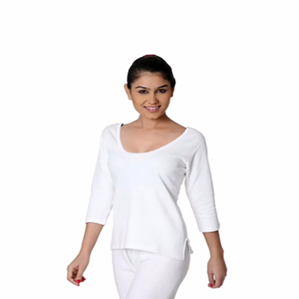 Exclusive Full Sleeve White Thermal Top